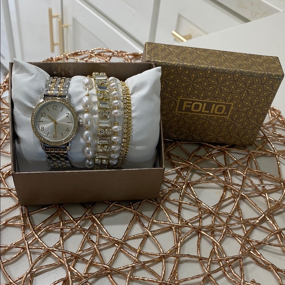 Gold And Silver Watch With Link Bracelet